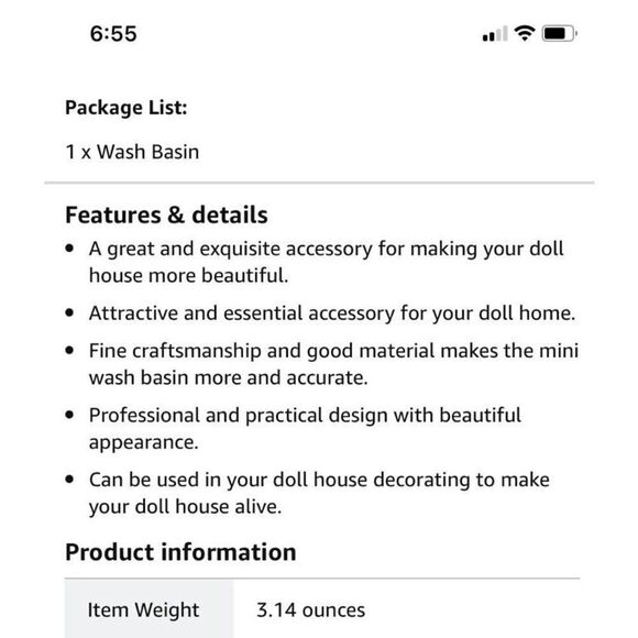 Dollhouse White Bathroom Vanity 1:12 Scale New - Picture 10 of 11